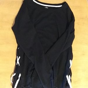 Jet black pull over sweater.